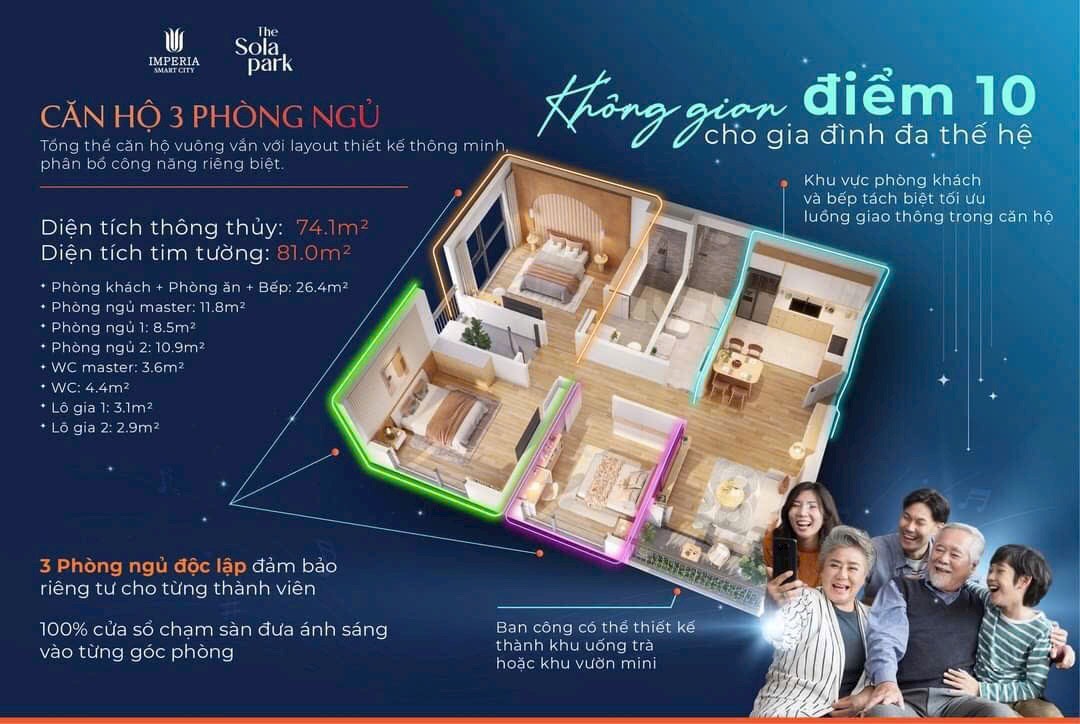 Căn hộ 3PN Imperia Sola Park - Không gian cho cả gia đình 